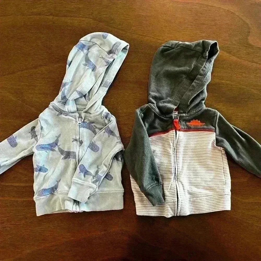Lot Of 2. Carter's Zipup Hoodie Pullover Size 3 Months Boys